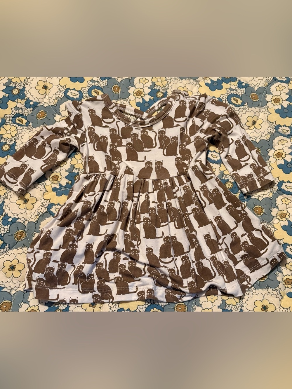 kate quinn girls size 0/3 months chocolate spooky cats twirl dress